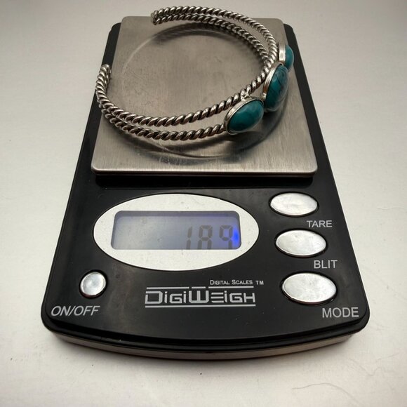 Vintage Southwestern Style Silver Tone Turquoise Cuff Bracelet – Fashion Jewelry - Picture 6 of 7